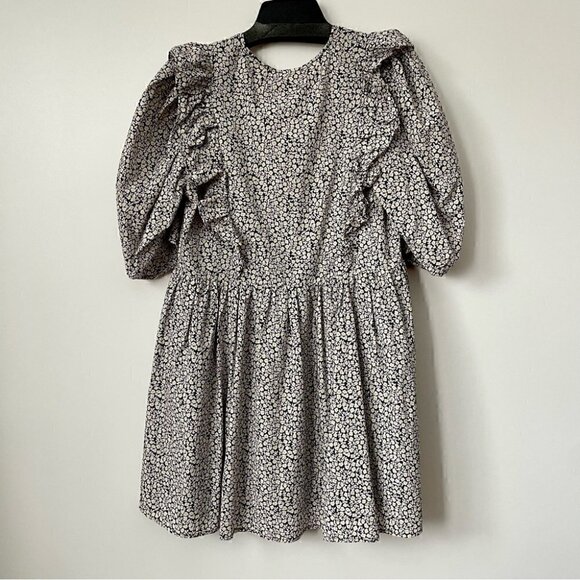 H&M Floral Puff Sleeve Dress with Ruffles, Sz M - Picture 10 of 15